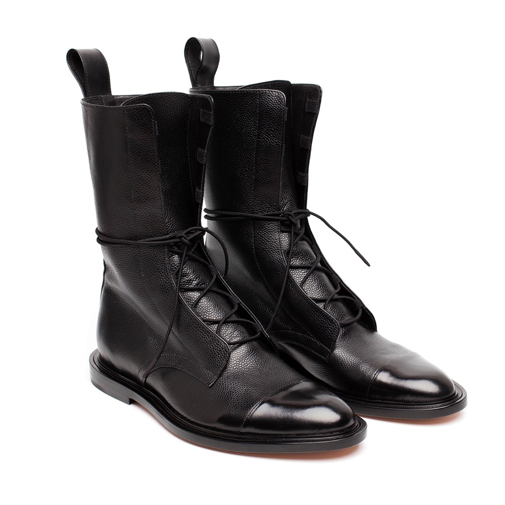 Inch2 black leather lace up brogue boots 37